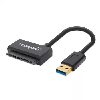 Manhattan USB-A į SATA 2.5 colio adapterio laidas, 42 cm, vyriškas į vyrišką, 5 Gbps (USB 3.2 Gen1, dar žinomas kaip USB 3.0), palaiko 48 bitų LBA, SuperSpeed USB, trejų metų garantija