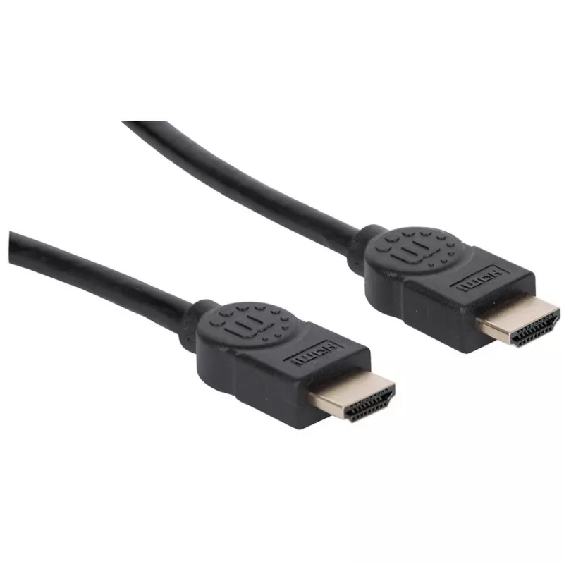 Manhattan HDMI 8K@60Hz laidas su Ethernet, 2 m, sertifikuotas, tinka visiems 8K, 4K ir 1080p/HD naudojimams – atnaujinkite dabar arba turėkite, kai prireiks, Vyriškas į vyrišką, Juodas, 4K@120Hz, Viso gyvenimo garantija, ypač didelės spartos