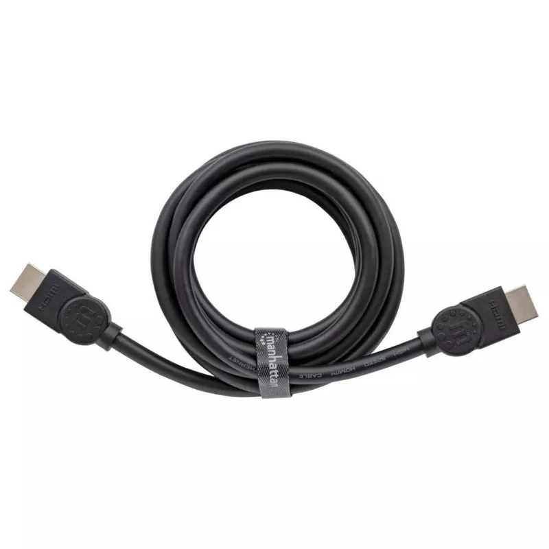 Manhattan HDMI 8K@60Hz laidas su Ethernet, 2 m, sertifikuotas, tinka visiems 8K, 4K ir 1080p/HD naudojimams – atnaujinkite dabar arba turėkite, kai prireiks, Vyriškas į vyrišką, Juodas, 4K@120Hz, Viso gyvenimo garantija, ypač didelės spartos