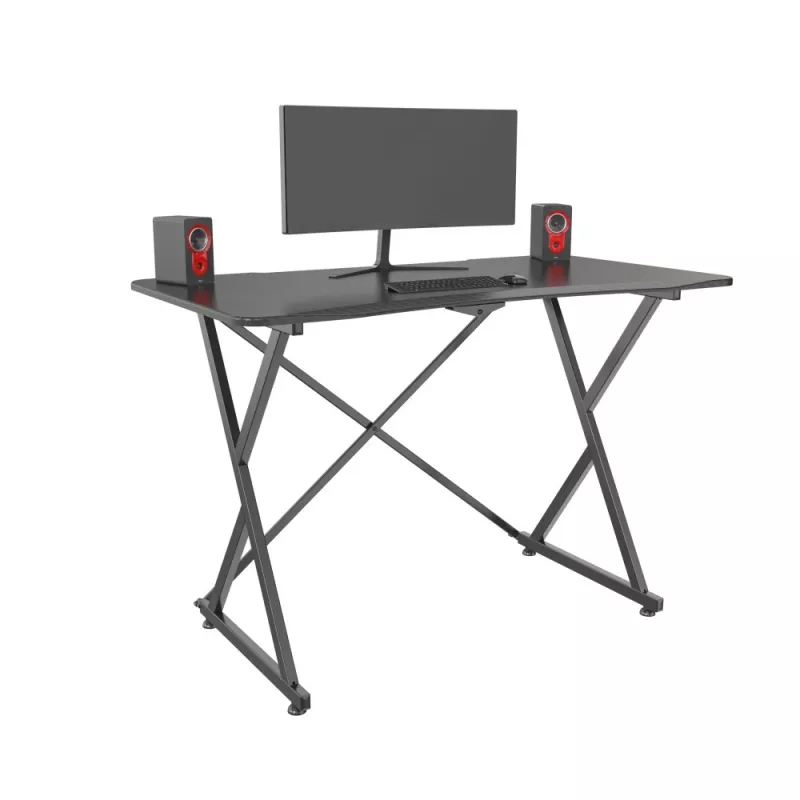 Techly Gaming stalas kompiuteriui su kampu ergonomišku kraštu juodas