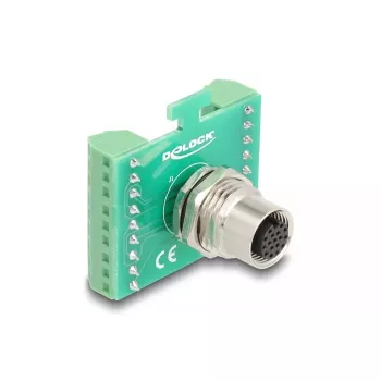 DeLOCK M12 perdavimo modulio adapteris 17 kontaktų A koduotas lizdas į 18 kontaktų gnybtų bloką