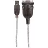Manhattan USB-A į Serial keitiklio kabelis, 45 cm, Vyriškas į Vyrišką, Serial/RS232/COM/DB9, Prolific PL-2303HXD lustas, Juodas/Sidabrinis kabelis, Trejų metų garantija