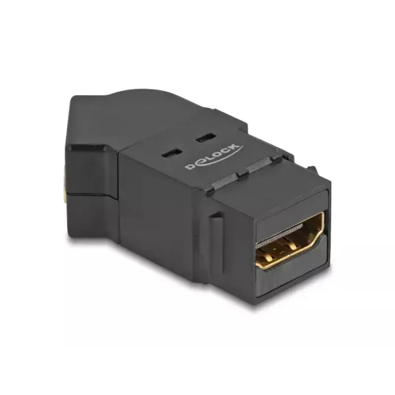 DeLOCK HDMI plokštės montavimo adapteris, HDMI motina į HDMI motiną, 45° kampu, 8K 60 Hz, juodas