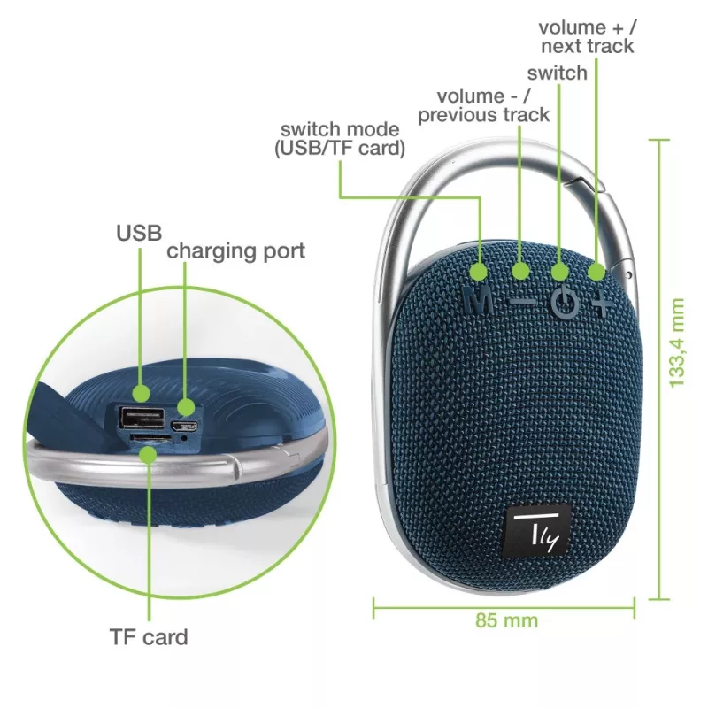 Techly ICASBL321BL nešiojamas/monokalumnė mėlyna 5 W