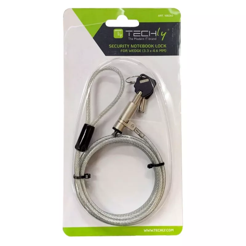 Techly Wedge-Lock apsaugos spyna su kabeliu nešiojamam kompiuteriui 1,8 m