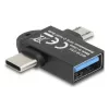 DeLOCK 60739 lyties keitiklis USB-A į USB-C / Micro-B, juodas