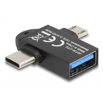 DeLOCK 60739 lyties keitiklis USB-A į USB-C / Micro-B, juodas