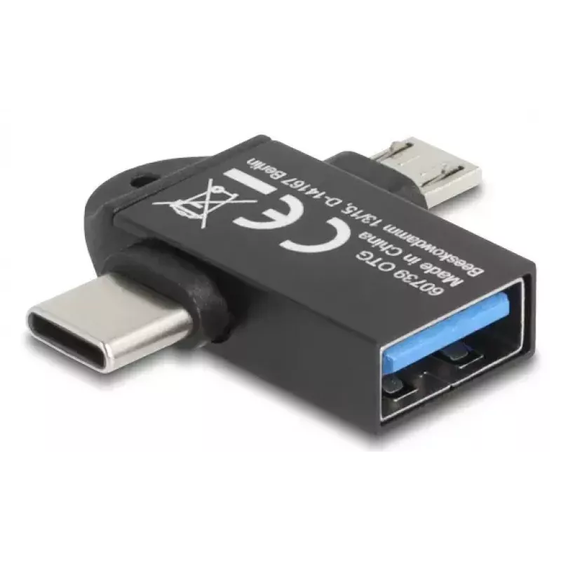 DeLOCK 60739 lyties keitiklis USB-A į USB-C / Micro-B, juodas