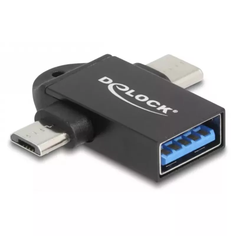 DeLOCK 60739 lyties keitiklis USB-A į USB-C / Micro-B, juodas