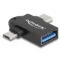 DeLOCK 60739 lyties keitiklis USB-A į USB-C / Micro-B, juodas