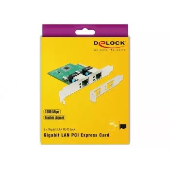 DeLOCK 89999 PCI Express x1 dviguba Gigabit LAN plokštė, 2x RJ45, RTL8111