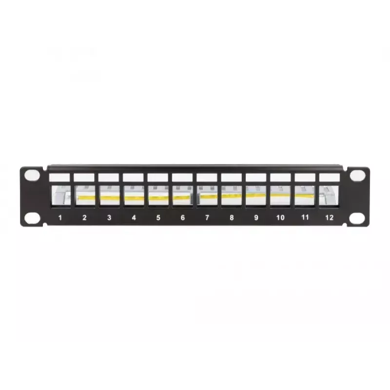 Patch panel DeLOCK 66874 1U juodas metalinis 12 prievadų