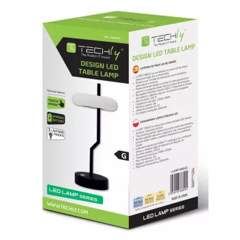 Techly I-LAMP-TABLE2 LED stalinė lempa, juoda/balta, 2W, reguliuojamas ryškumas