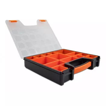 Dėžutė smulkioms detalėms DELOCK 14 skyrelių 312x272x60 mm oranžinė juoda