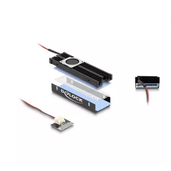 DeLOCK aušintuvas su ventiliatoriumi M.2 SSD 2280 juodas aliuminis