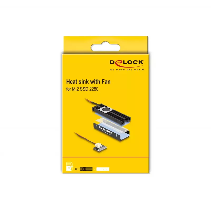 DeLOCK aušintuvas su ventiliatoriumi M.2 SSD 2280 juodas aliuminis