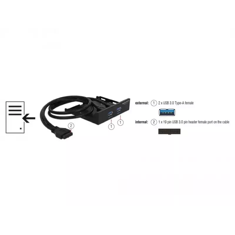 Priekinis skydelis DeLOCK 63994 Juodas