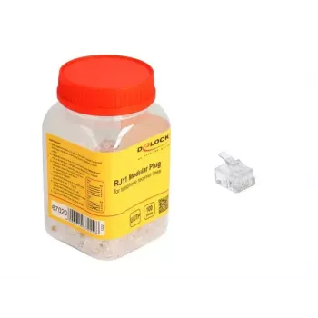 DeLOCK RJ11 kištukas, skaidrus polikarbonatas, 100 vnt.