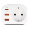 DeLOCK 11498 maitinimo adapteris su hibridiniu E/F kištuku, Type F lizdu ir USB įkrovimo prievadais, balta spalva