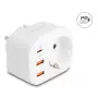 DeLOCK 11498 maitinimo adapteris su hibridiniu E/F kištuku, Type F lizdu ir USB įkrovimo prievadais, balta spalva