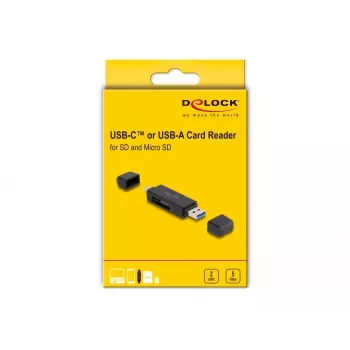 Kortelių skaitytuvas DeLOCK 91004 USB 3.2 Gen 1 Type-A Type-C juodas