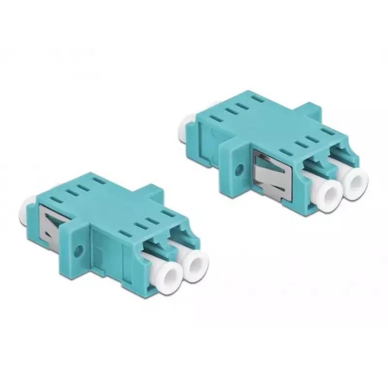 Skaidulinio optinio adapterio DELOCK LC moteriška–moteriška OM3 duplex pakuotė (2 vnt.)