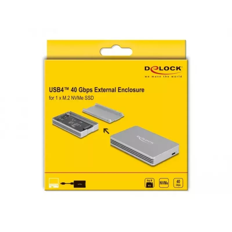 DeLOCK 42018 SSD korpusas sidabrinis M.2 40 Gbit/s USB Type-C