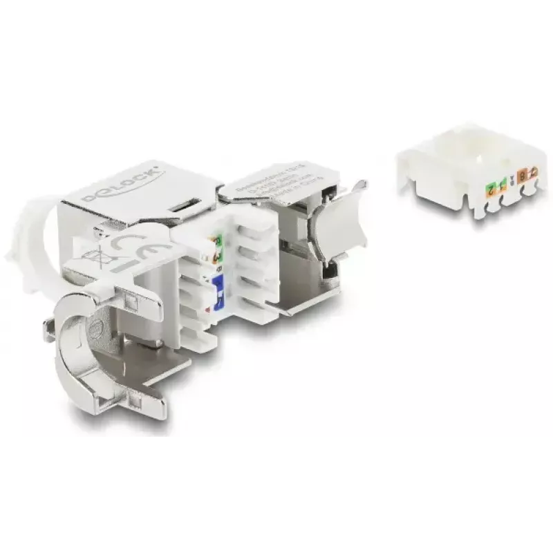 Keystone modulis DELOCK RJ45 lizdas į LSA Cat.8.1 ekranuotas su fiksavimo spaustuku ir dulkių dangteliu