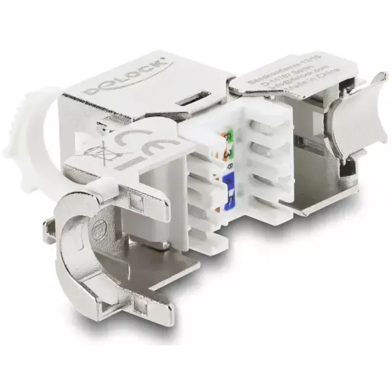 Keystone modulis DELOCK RJ45 lizdas į LSA Cat.8.1 ekranuotas su fiksavimo spaustuku ir dulkių dangteliu
