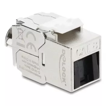 Keystone modulis DELOCK RJ45 lizdas į LSA Cat.8.1 ekranuotas su fiksavimo spaustuku ir dulkių dangteliu