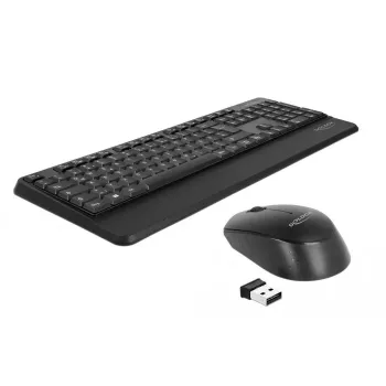 Belaidis klaviatūros ir pelės rinkinys DeLOCK 12674, RF, QWERTZ, vokiškas, juodas