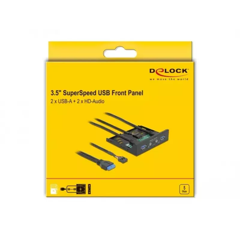 Priekinis skydelis DeLOCK 3,5 colio USB 3.2 Gen 1 2 x USB Type-A HD-Audio