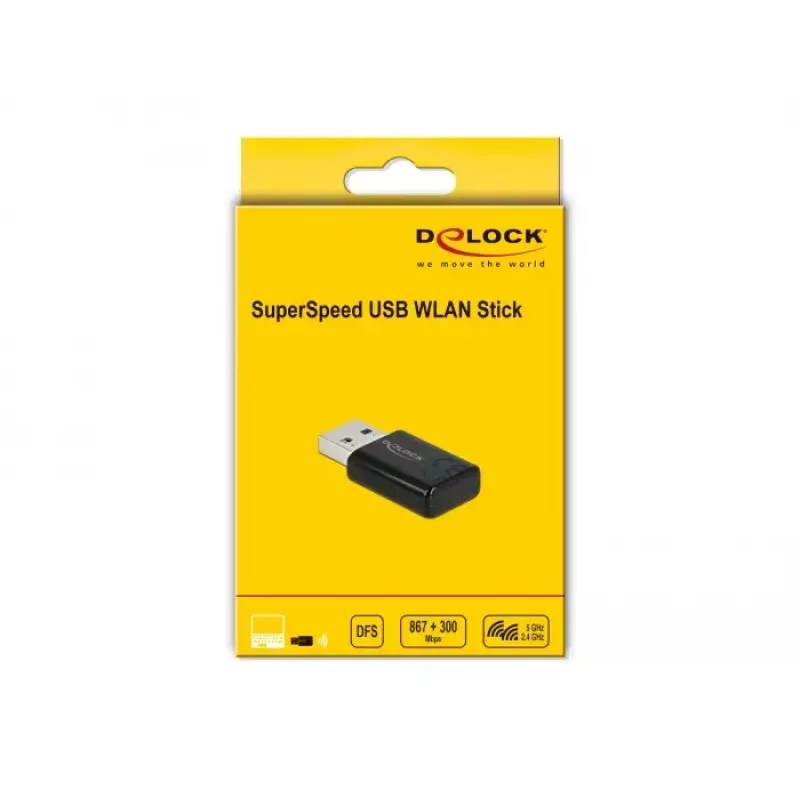 Tinklo adapteris DeLOCK 12550 WLAN USB dviejų juostų Wi-Fi 5