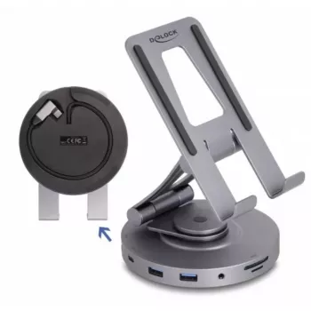 DeLOCK planšetės ir nešiojamojo kompiuterio dokavimo stotelė 4K HDMI USB Hub SD Micro SD PD 3.0