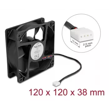 Ventiliatorius DELOCK 67298 120 mm juodas 12 V DC 3,53 m³/h