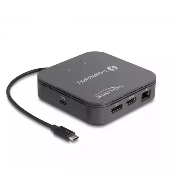 DeLOCK Thunderbolt 3 Mini Dock stotelė su 8K DisplayPort, HDMI, USB, LAN, garsu ir PD 3.0