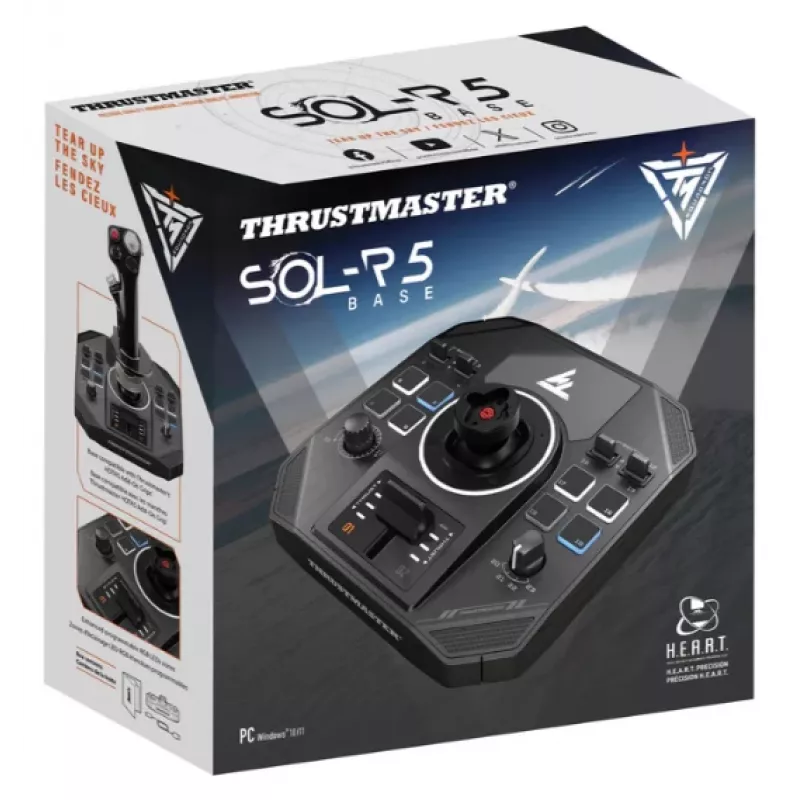 Vairų / vairalazdės bazė Thrustmaster Sol‑R 5 Base juoda USB Type‑C, analoginė/digita, skirta PC, 196×196×67 mm