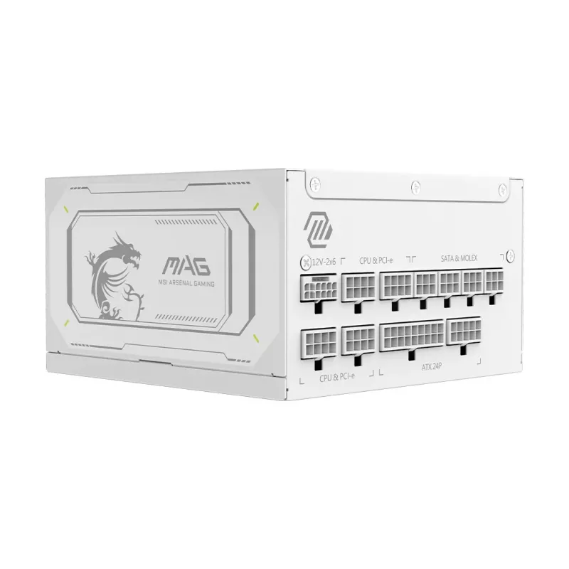 Maitinimo blokas MSI MAG A1000GL PCIE5 WHITE 1000 W ATX 24 kontaktų, 80 PLUS Gold, 135 mm ventiliatorius