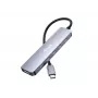 EQUIP USB-C 6 viename universalus adapteris – HDMI 4K/60Hz, 4× USB-C Gen2 (10Gbps), 100W PD, 0,25 m laidas, pilka