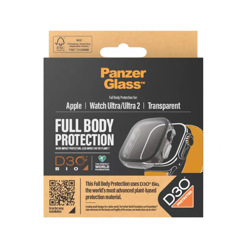 PanzerGlass ® Full Body Transparent su D3O® Apple Watch Ultra | Ultra 2 | 49 mm