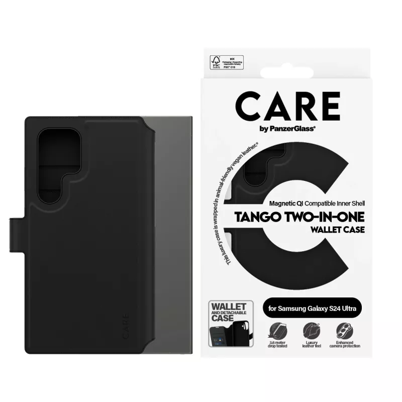 PanzerGlass CARE Feature Case Tango Two-in-One Wallet dėklas Samsung Galaxy S24 Ultra, permatomas