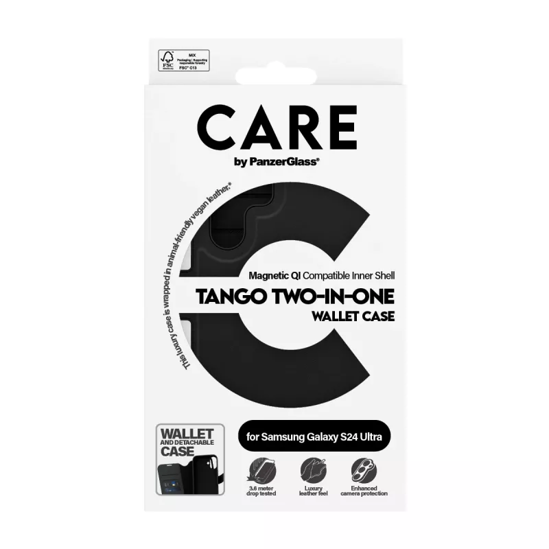 PanzerGlass CARE Feature Case Tango Two-in-One Wallet dėklas Samsung Galaxy S24 Ultra, permatomas