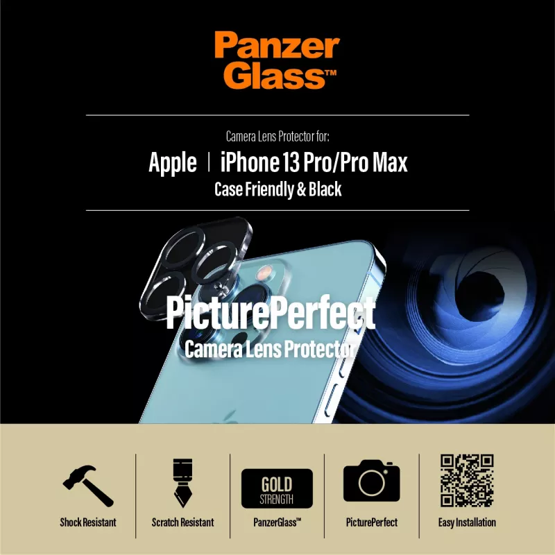 Apsauginis fotoaparato lęšio stiklas PanzerGlass Apple iPhone 13 Pro / 13 Pro Max, atsparus įbrėžimams ir smūgiams