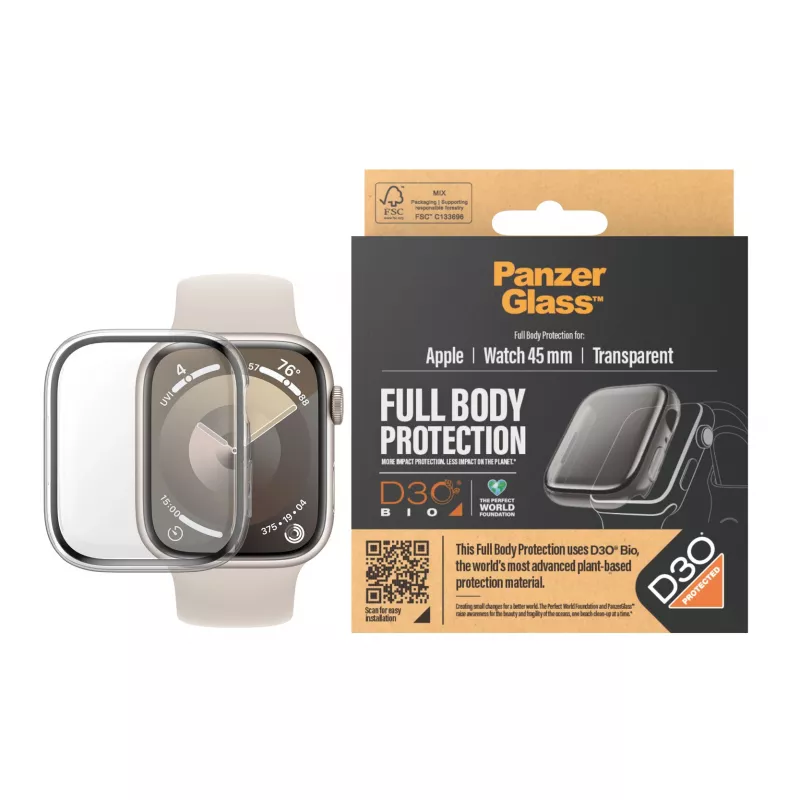 PanzerGlass ® viso korpuso permatoma apsauga su D3O® Apple Watch Series 9 | 45 mm