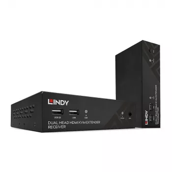 Lindy 100m Cat.6 Dual Head HDMI, USB ir RS-232 praplėtimo rinkinys, siųstuvas ir imtuvas, laidinis, 100 m, Cat6, 1920 x 1080 pikseliai, juoda