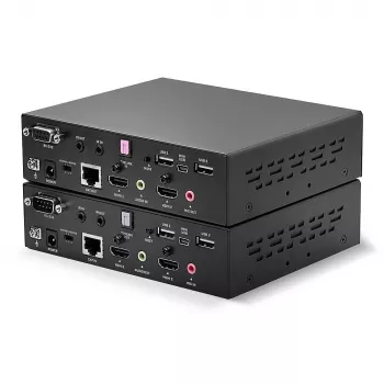 Lindy 100m Cat.6 Dual Head HDMI, USB ir RS-232 praplėtimo rinkinys, siųstuvas ir imtuvas, laidinis, 100 m, Cat6, 1920 x 1080 pikseliai, juoda