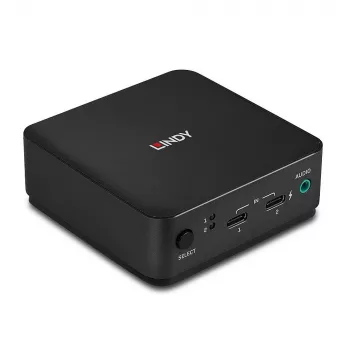 Lindy 2 Port Type C, DisplayPort 1.2 KVM jungiklis, 3840 x 2160 pikselių, 4K Ultra HD, pilka