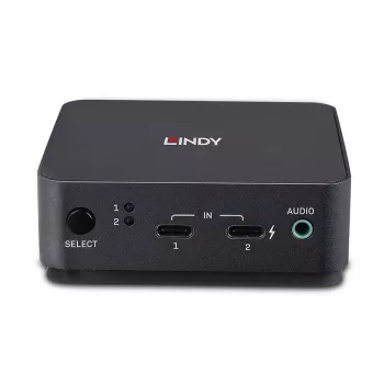Lindy 2 Port Type C, DisplayPort 1.2 KVM jungiklis, 3840 x 2160 pikselių, 4K Ultra HD, pilka