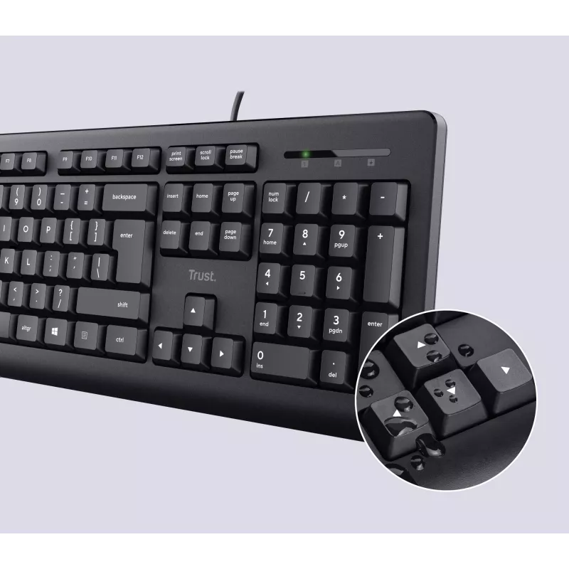 Trust TKM-250 klaviatūra su pele, laidas, USB, QWERTZ vokiškas, juoda