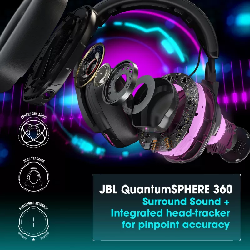 Ausinės JBL Quantum One BLACK, laidinės, žaidimams, 20-20000 Hz, 526 g, juodos